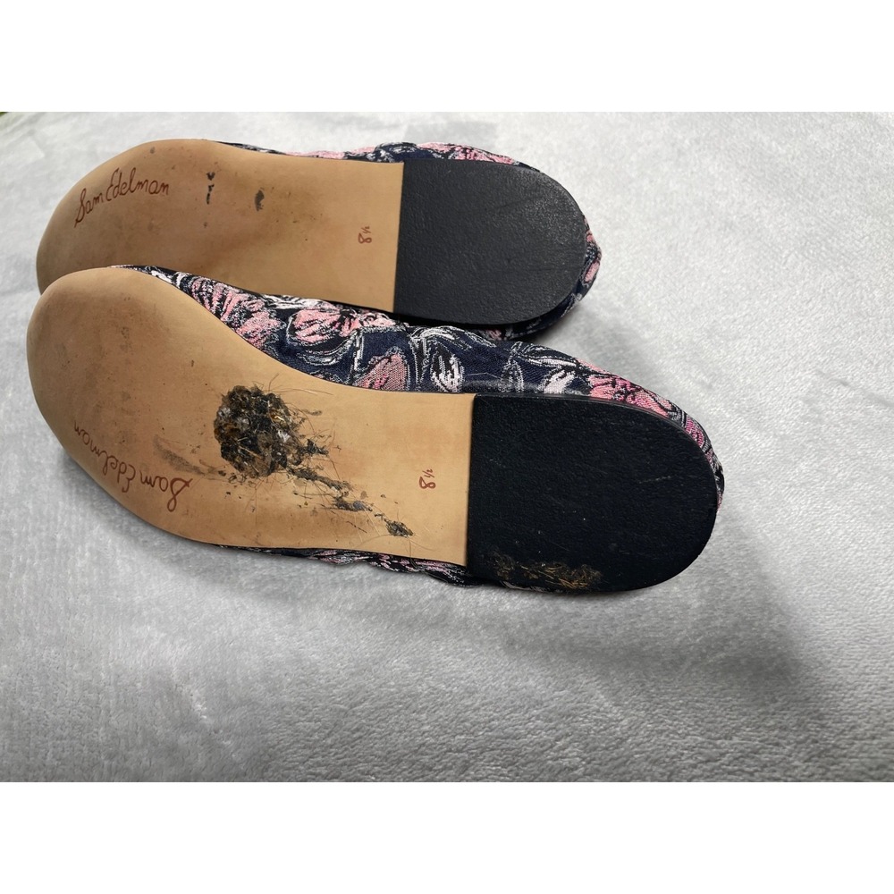 Sam Edelman Felicia Ballet Flats Women's 8.5 Navy Pink Floral Jacquard Bow Shoes - Picture 10 of 15